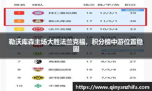 勒沃库森主场大胜法兰克福，积分榜中游位置稳固